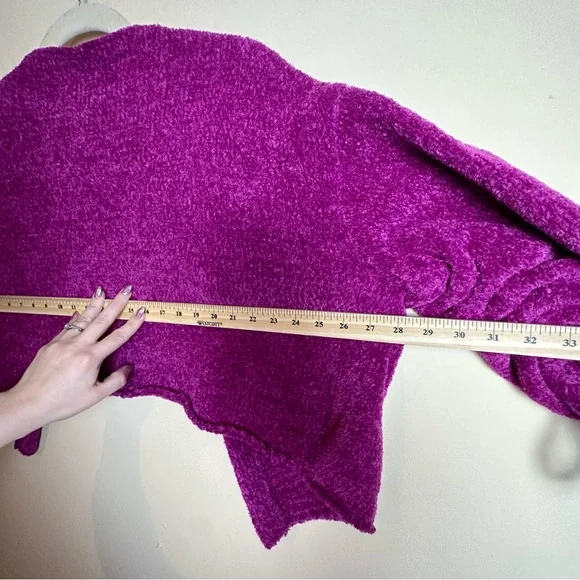 Free people Open Front Sweater Cardigan Hot Pink Cinched Tie Sleeves Women’s XS - Picture 13 of 14